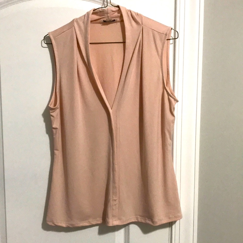 Calvin Klein shawl v neck tee fawn pink NWOT size L